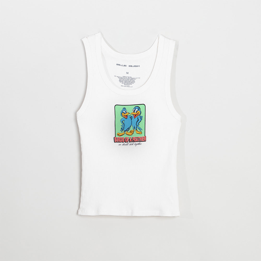 BIRDS OF A FEATHER WHITE TANK